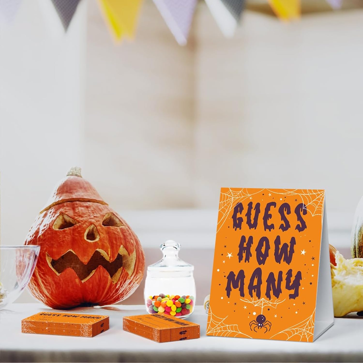 Halloween Games - How Many Games, 1 Game Sign + 50 Guessing Cards, Halloween Party Game And Activity For Halloween Baby Shower, Halloween Party Decorations Wsj02