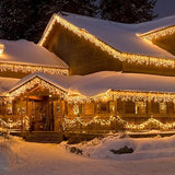 Outdoor Christmas Icicle Lights Soft White - 100 Count - 8.5 Ft - Warm White Icicle Christmas Lights - Waterproof - Ul L