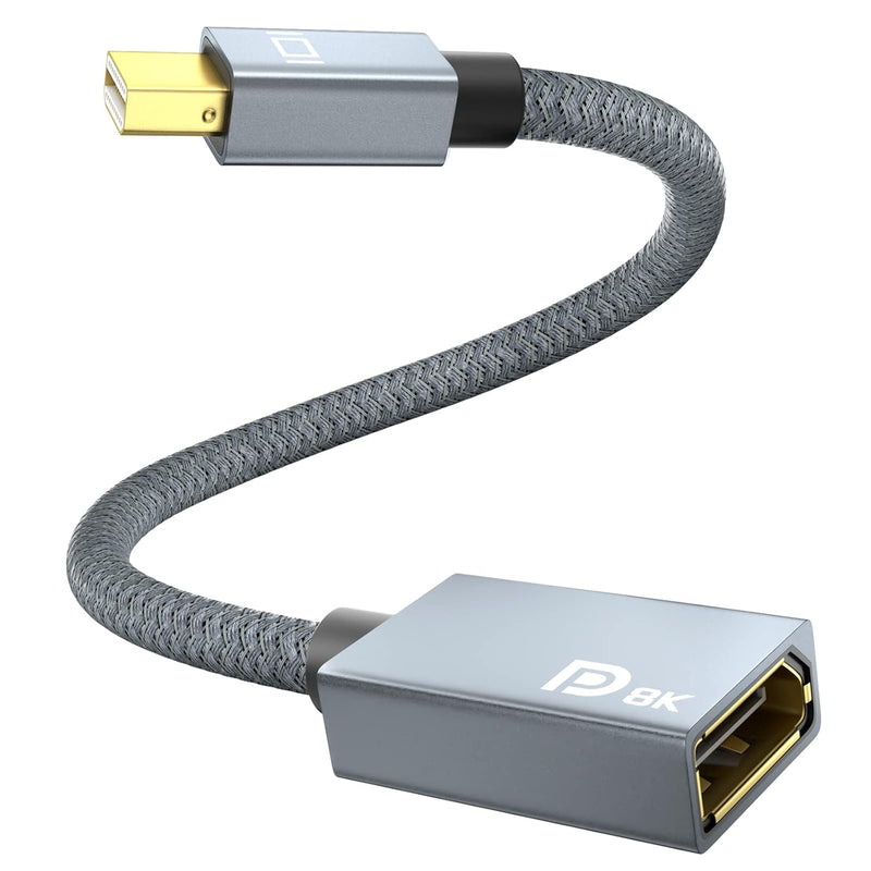 8K Mini Displayport To Displayport Adapter, Mini Dp Male To Dp 1.4 Female Conv