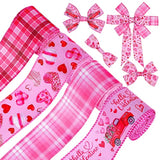 Valentine'S Day Wired Edge Ribbon Heart Truck Buffalo Plaids Fabric Ri