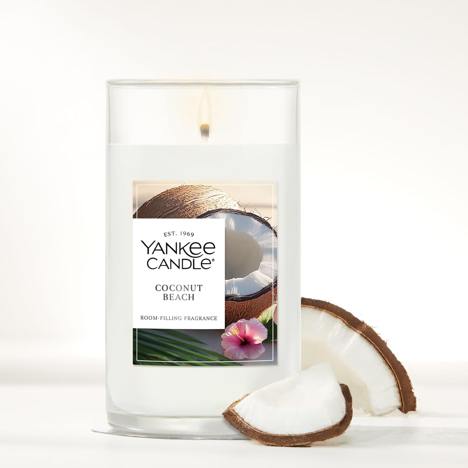 Yankee Candle Medium Pillar Scented Candle with up to 115 Hour Burn Time, Premium Plant Wax Blend for Consistent Burn, 14.25 oz Pillar Candle with Room Filling Fragrance, Coconut Beach
