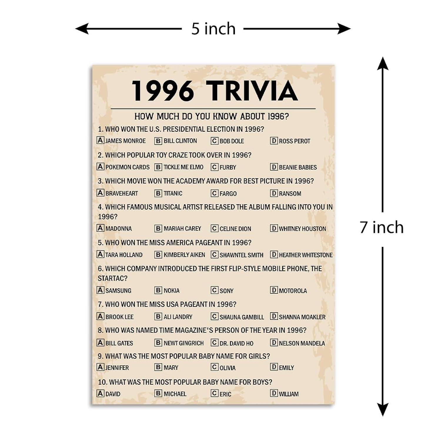 30Th Birthday Party Games, 1996 Trivia Games, Birthday Party Supplies For Adults, Fun 1996S Party Game?Pack Of 30 Cards