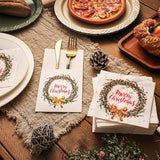 150 Pcs Christmas Disposable Cocktail Napkins With Flatware Pocket Set Merry Christmas Paper Napkins With Cutlery Holders For Xmas Party Silverware Supplies