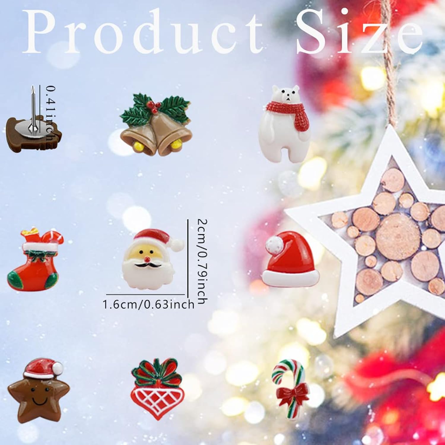 48 Pcs Christmas Themed Pushpins - Decorative Thumb Tacks For Corkboard, Photo Wall, Notice Board & School Supplies