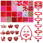 2300Pcs+ Valentine’S Day Beads For Jewelry Making, Red Polymer Clay Beads Assorted Rhinestone Crystal Acrylic Beads Spacer Beads Heart Charms For Bracelet Necklace Making Diy Crafts (2300Pcs A)