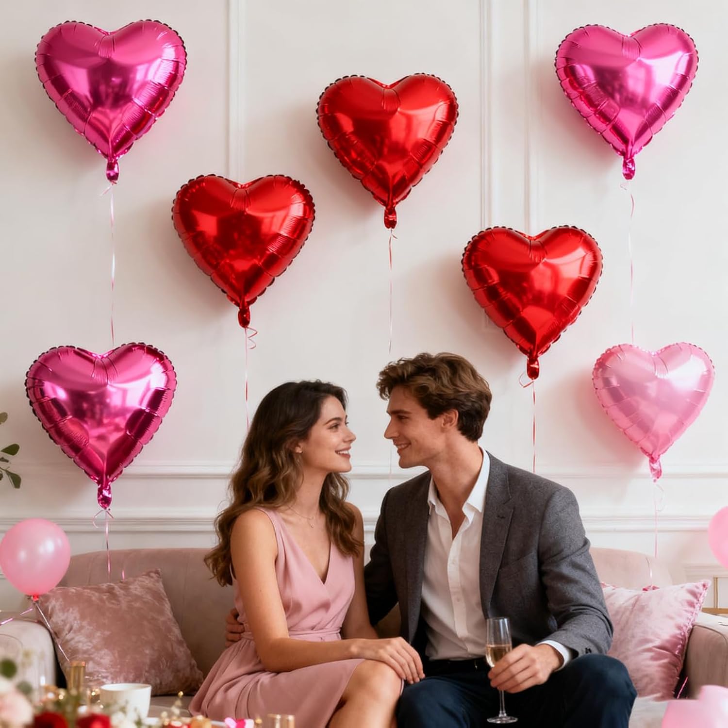Heart Shaped Balloons Pack Of 12-18Inch Red Pink Rose Red Heart Balloons For Valentines Day Wedding Engagement Anniversary Party Decorations