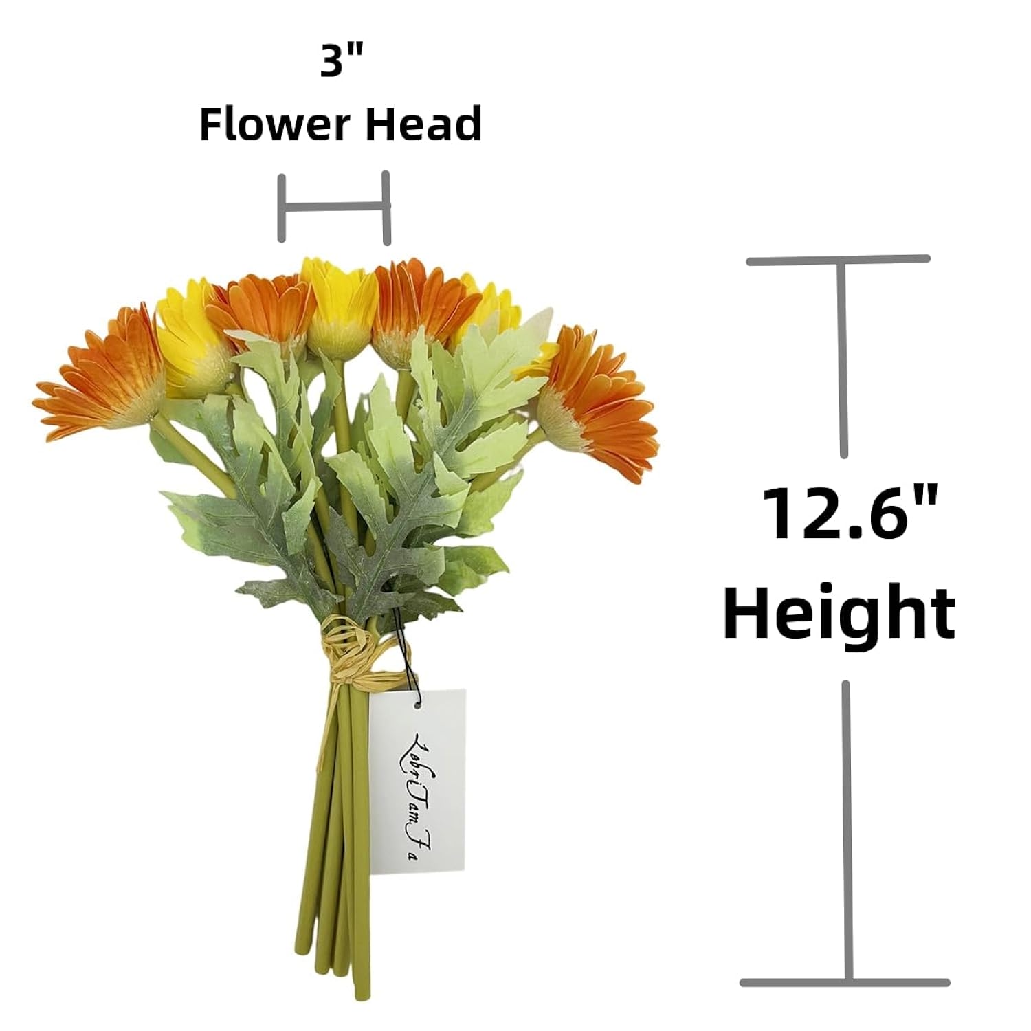 7Pcs Real Touch Pu Artificial Barberton Daisy Gerbera Daisy Flowers Bunch Bouquet Arrangements For Holiday Bridal Bouquet Home Party Decor Bridesmaid (Yellow)