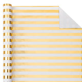 Stripe Wrapping Paper Roll - Mini Roll - 17 Inch X 9.8 Feet - Stripe With Gold Foil Wrapping Paper For Birthday, Baby Shower, Wedding, Bridal Shower