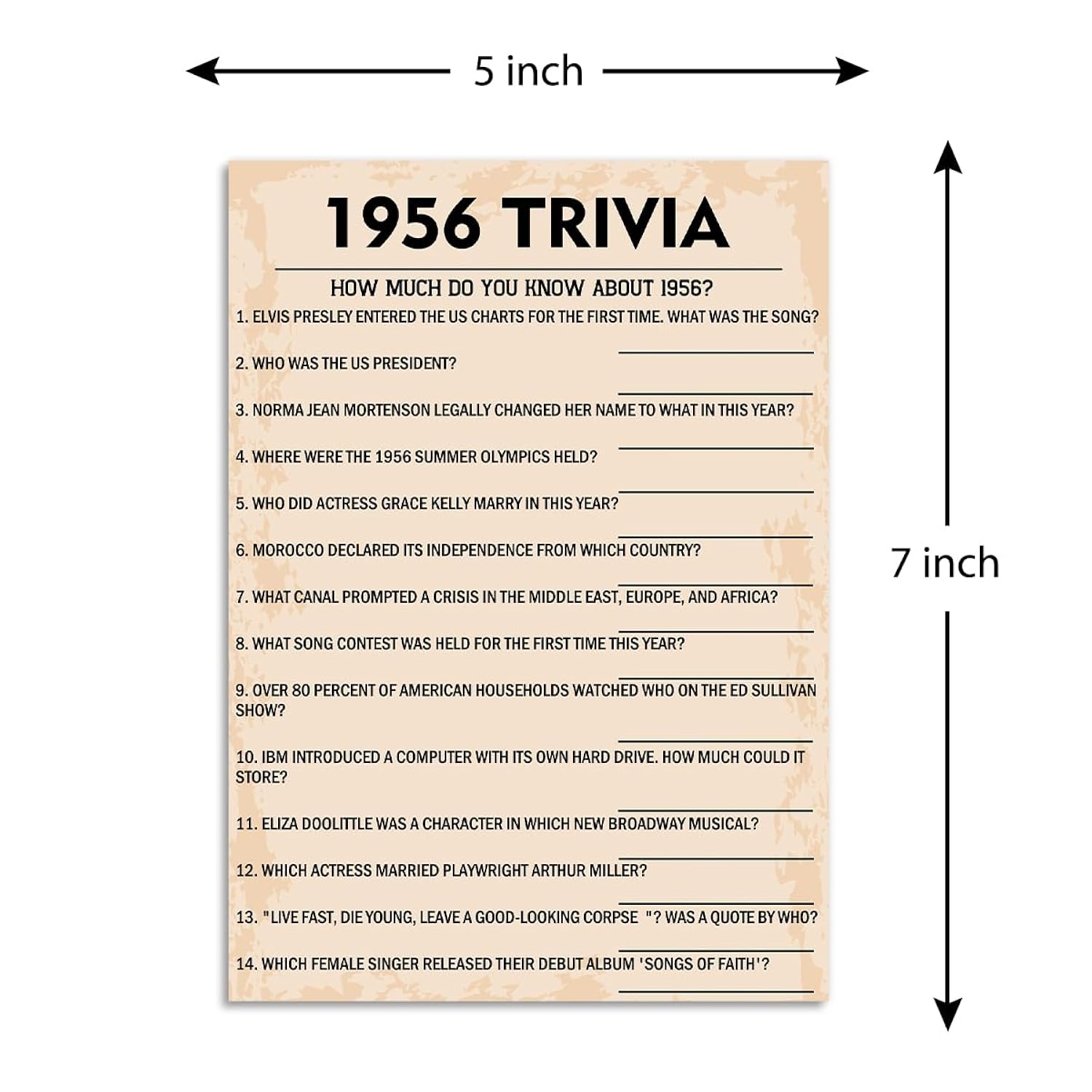 70Th Birthday Party Games, 1956 Trivia Games, Birthday Party Supplies For Adults, Fun 1956S Party Game, Pack Of 30 Cards
