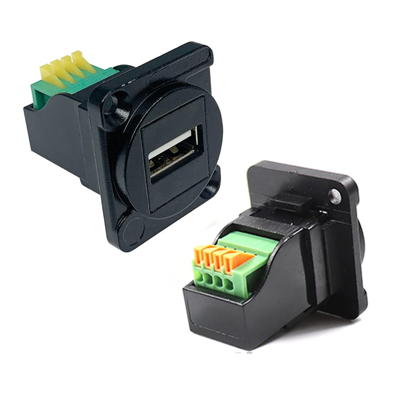 2Pcs Usb2.0 Panel Mount Terminal Connector,Usb 2.0 Type A Female To 4 Pin Sold