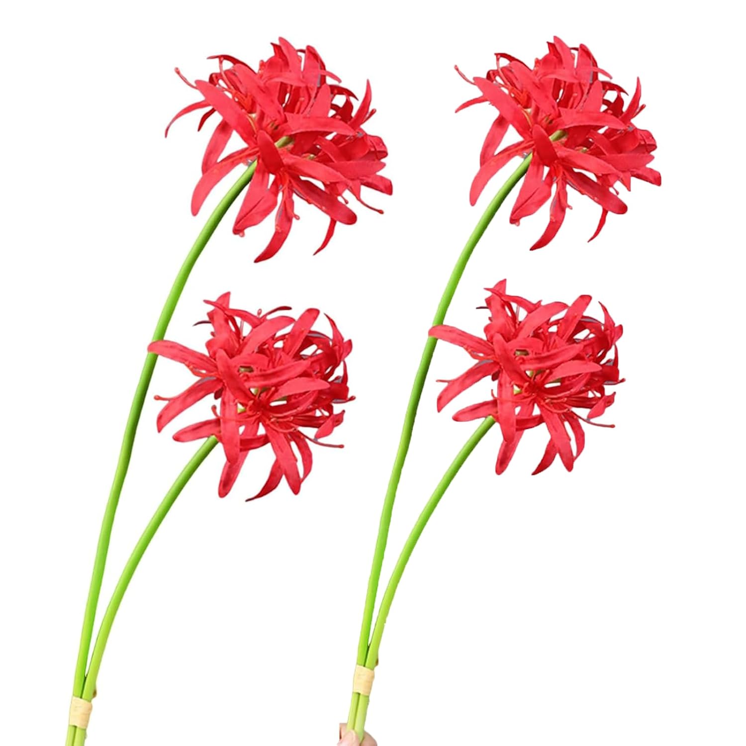 4Pcs Artificial Red Spider Lily Flowers 19" Faux Lycoris Radiata Silk Equinox Flowers For Vase Bouquets Home Office Wedding Decor.(Red)