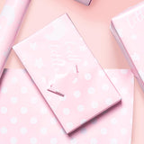 Reversible Wrapping Paper Roll - Mini Roll - Baby Girl Pink Pattern Great For Baby Shower, Birthday, Party - 17.5 Inches X 32.8 Feet