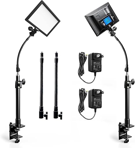 2 Pack Streaming Key Light LED Video Light Dimmable Bi Color Desk Lighting for Podcast Gaming Zoom YouTube