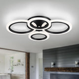 Modern 4 Ring Black LED Ceiling Light 4000K Flush Mount Fixture