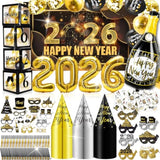 New Year’s Eve 2026 Party Supplies Kit for 100 Guests Balloons Hats Glasses Props
