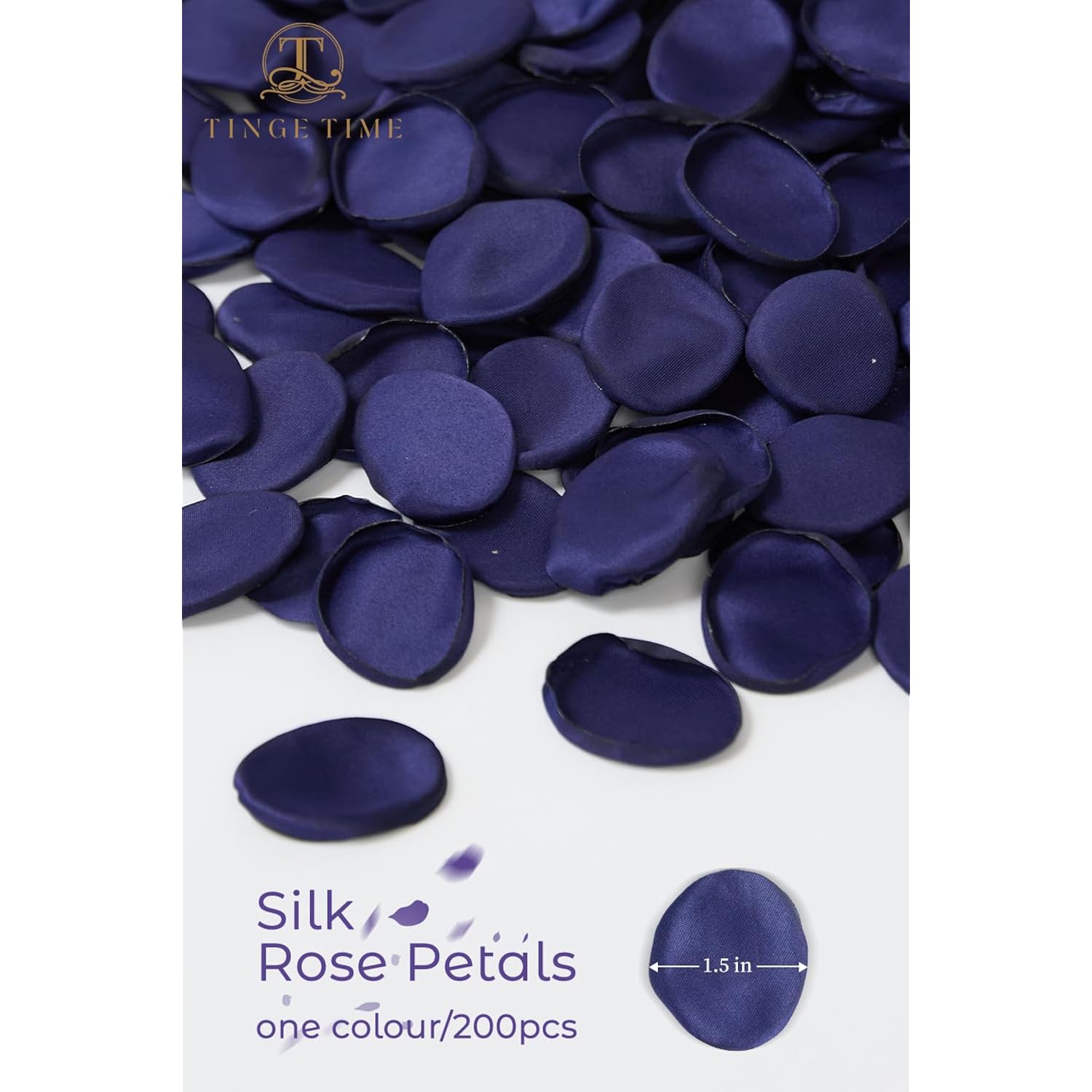 200Pcs Rose Petals And Fake Roses Artificial Flowers For Wedding Decor, Bridal Shower, Party Decoration - Silk Flower Petals Bulk Pack (Navy Blue)