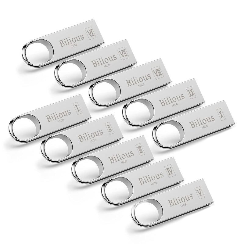 Usb Flash Drive, Portable Keychain Design Thumb Drives Bulk 10 Pack, Metal Sty