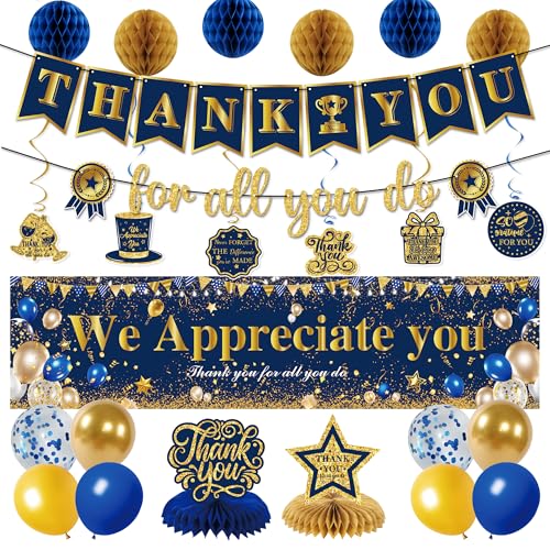 Blue Gold We Appreciate You Party Decorations Men Women Yard Sign