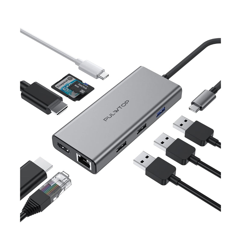 Usb C Docking Station To Dual Hdmi Adapter, 9 In 1 Usb C Hub Dual Hdmi Monitor