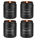 Scented Candles Set | Men Candle Set, Scented Candles For Home, Gifts For Men Aromatherapy Gift Set - 4 Pack Manly Gifts For Dad Fathers Day, Soy Candle Of Leather/Smoke & Vanilla/Oak/Lavender