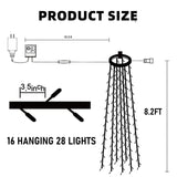 Christmas Tree Lights, 448 Led Waterfall Tree Topper Lights With Remote & 8 Lighting Modes, 8.2Ft X 16 Lines Christmas Light For Indoor Outdoor Yard Party Xmas Decoration (Warm White)
