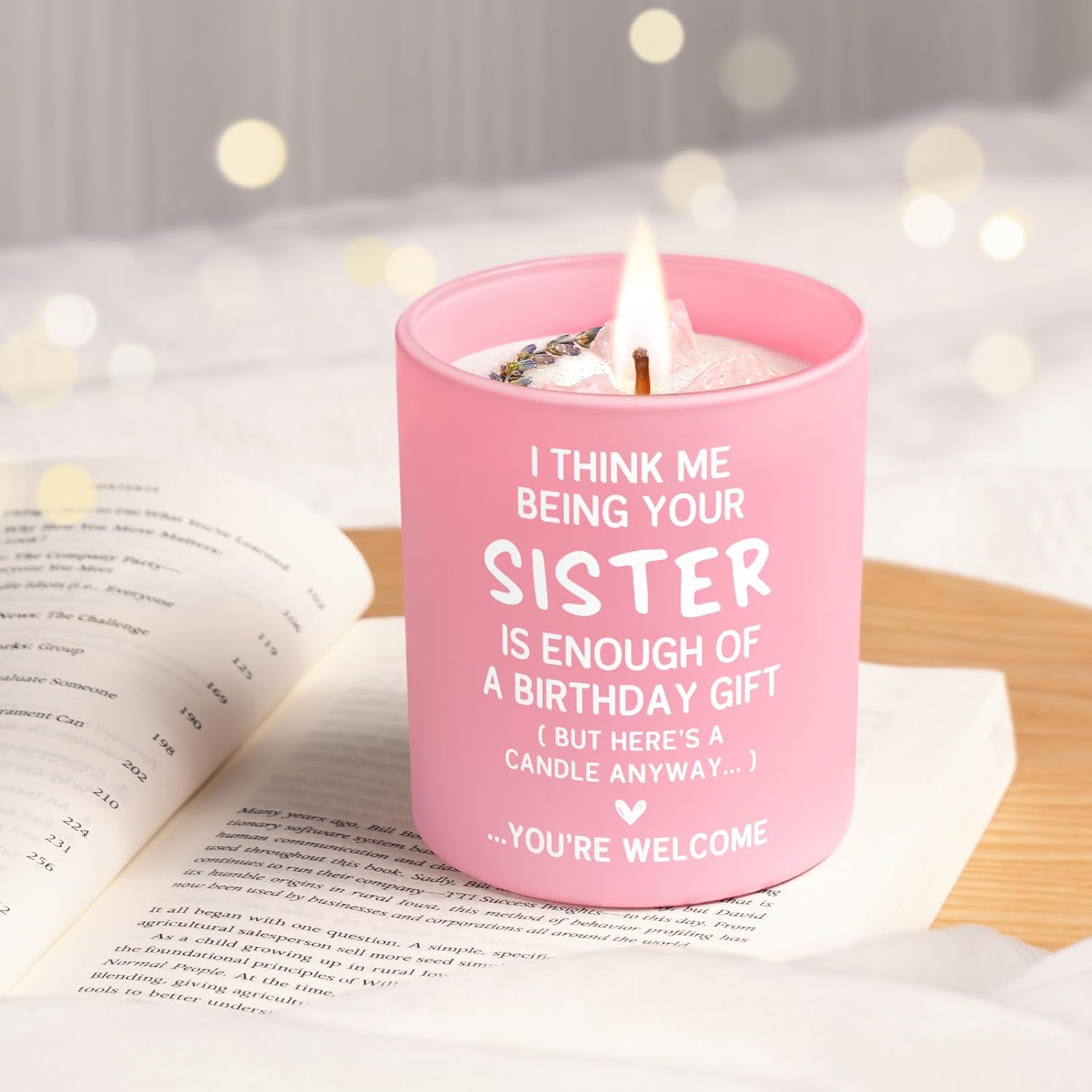 Sister Birthday Gifts, Happy Birthday Candle 10Oz, Funny Birthday Gifts For Sisters Brothers Siblings From Sister, Best Bday Gift For Big & Little Sister, Handmade Soy Wax Scented Candles