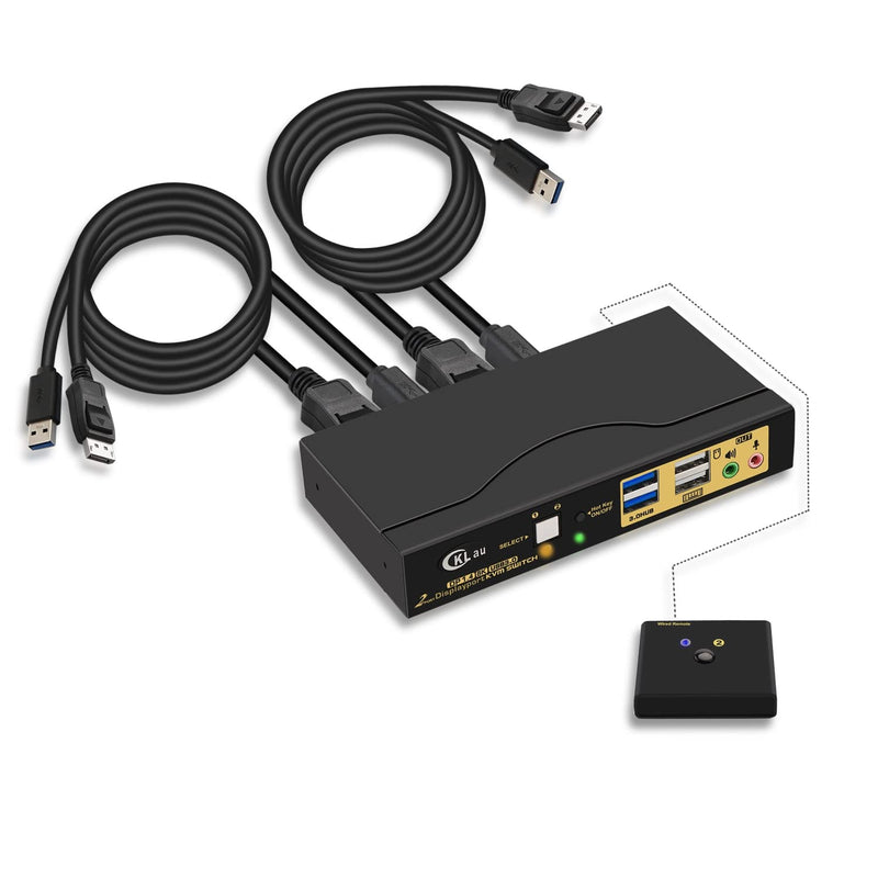 2 Port Usb 3.0 Displayport Kvm Switch Dp 1.4 For 2 Computers Support 4K@144Hz,