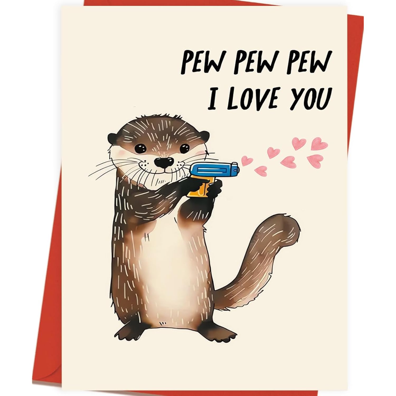Cute Otter Valentines Day Card For Husband Wife, Sweet Anniversary Birthday Gifts For Girlfriend Boyfriend, I Love You Card