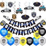 32 Pieces Police Party Decorations Set Police Academy Graduation Party Swirls Set Including 20 Latex Balloons 2 Banners 10 Hanging Swirls Birthday Decorations