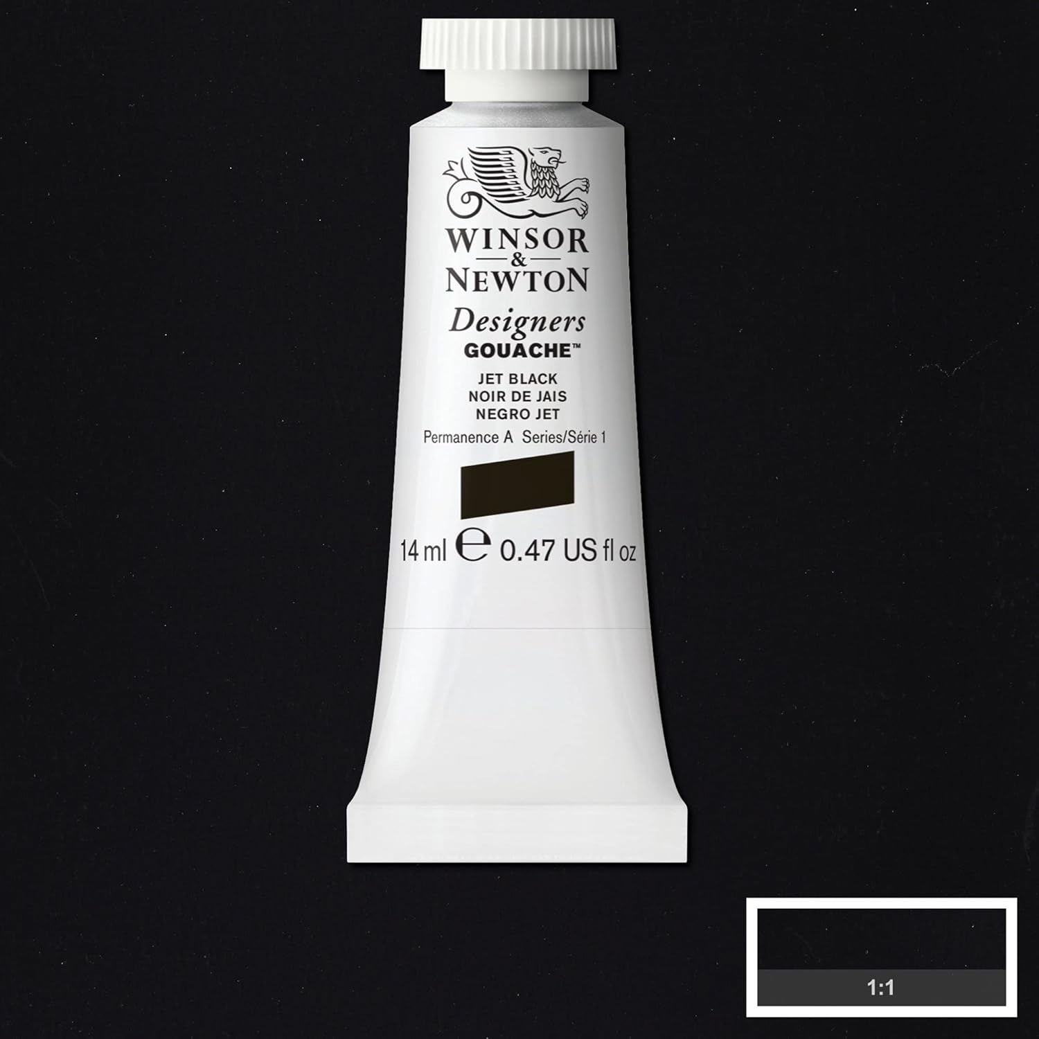 Winsor & Newton 8840476 Designer Gouache - Jet Black, 14 ml Tube - Matte Opaque Gouache Paints, Ideal for Gouache Painting, Brilliant, Lightfast Colours with Great Coverage