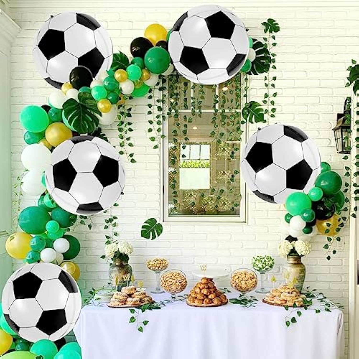 6 Pc 22" Large Metallic Sphere Soccer Balloons Foil Mylar Football Party Decor