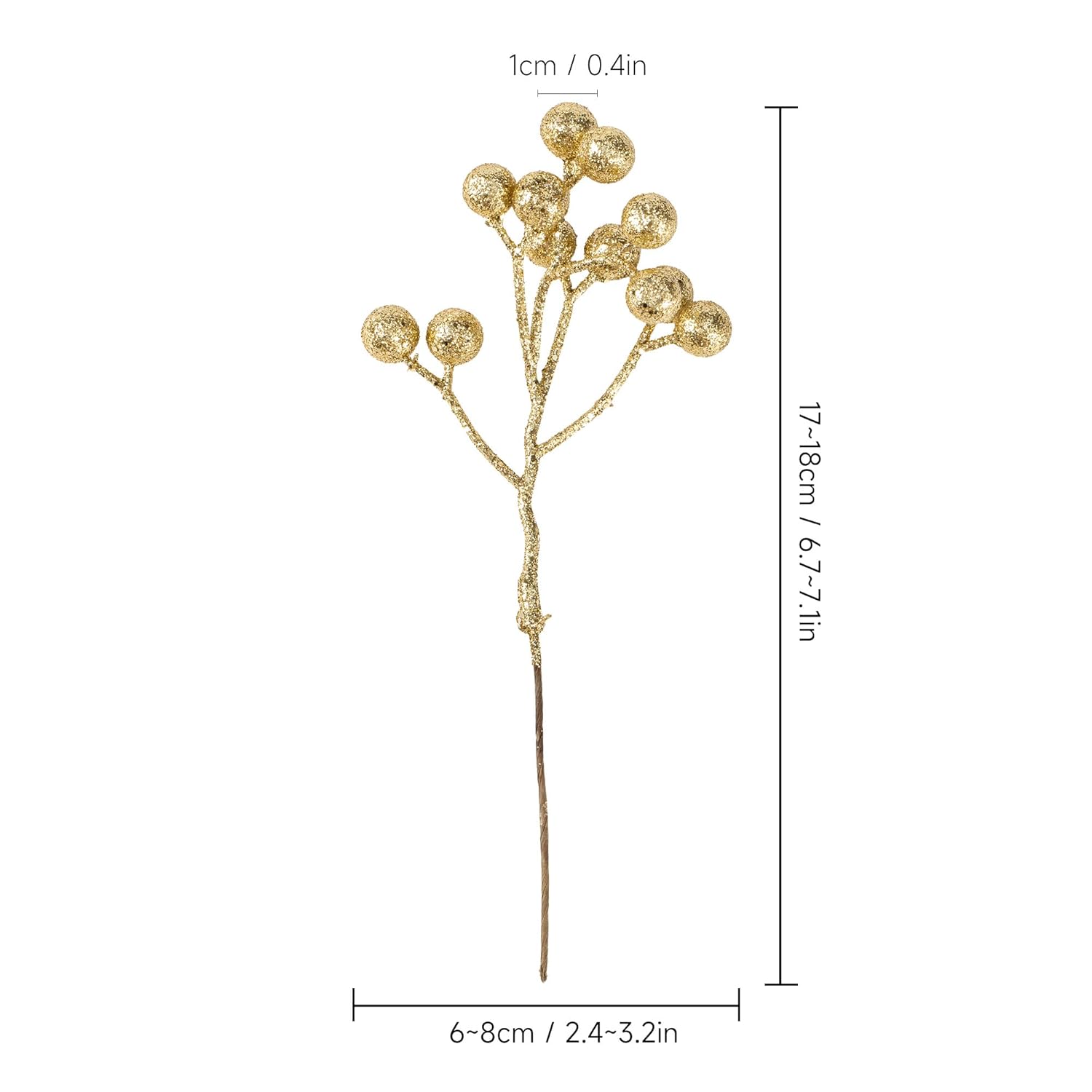 36 Pack Artificial Berry Stems 7 Inch Gold Holly Berry Picks For Christmas Tree Decoration Wreath Crafts Wedding Gift,Holiday Season,Winter Decor
