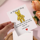 Pocket Bear Hug With Love Card, Pocket Hug Emotional Support Gifts For Men Women, Mothers Day Gifts For Mum (Gold)