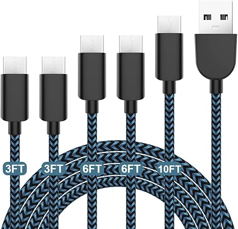 5 Pack USB A to USB C Fast Charging Cable Set 3FT 6FT 10FT for Samsung Galaxy LG