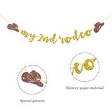 My 2Nd Rodeo Banner, West Theme Baby 2Nd Birthday Garland Bunting, Little Cowboy Cowgirl Two Wild Birthday Banner, Mexican Party Decorations, Gold Glitter