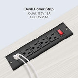 Recessed Flush Mount Power Strip with USB and Desktop Extension Cord