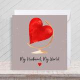 Second Ave My Husband My World Heart Square Valentine'S Day Birthday Christmas Xmas Greetings Card