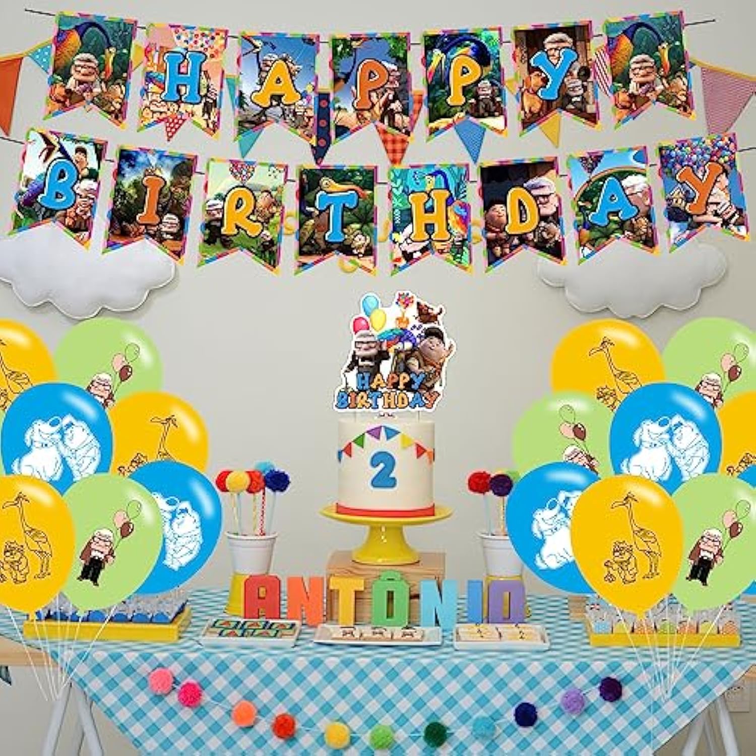 Inspired Birthday Decorations, Cartoon Game Party Decorations Include Happy Birthday Banner, Balloons, Cake Toppers And Cupcake Toppers For Boys Girls Party Decor