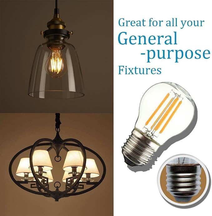 4W G45 G14 Dimmable Edison LED Filament Bulbs 2700K 400LM E26 4 Pack