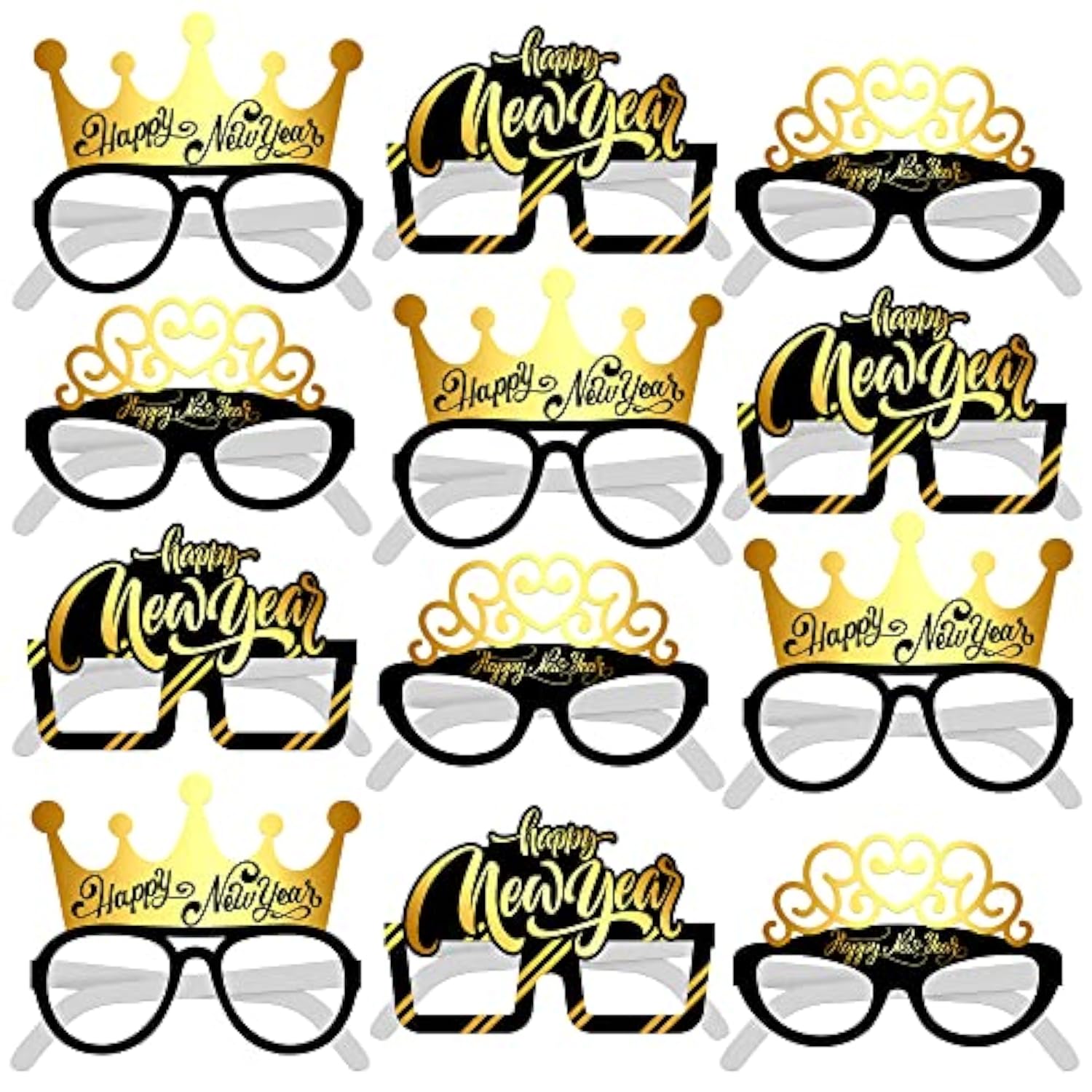 12 Pcs 2026 New Year Eyeglasses Party Supplies