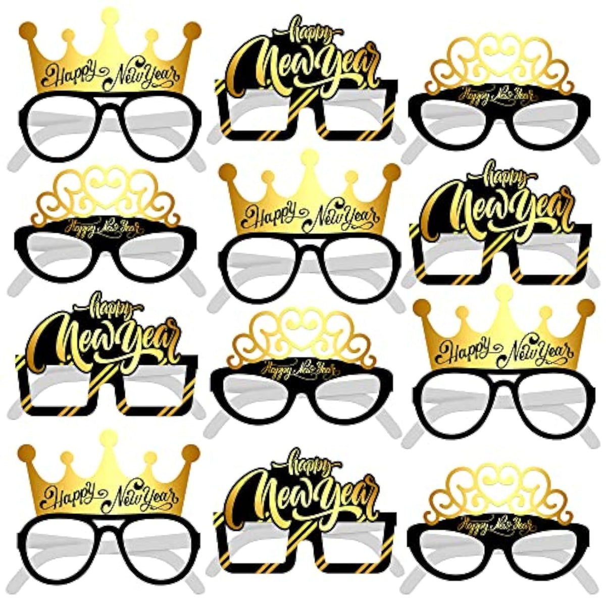 12 Pcs 2026 New Year Eyeglasses Party Supplies