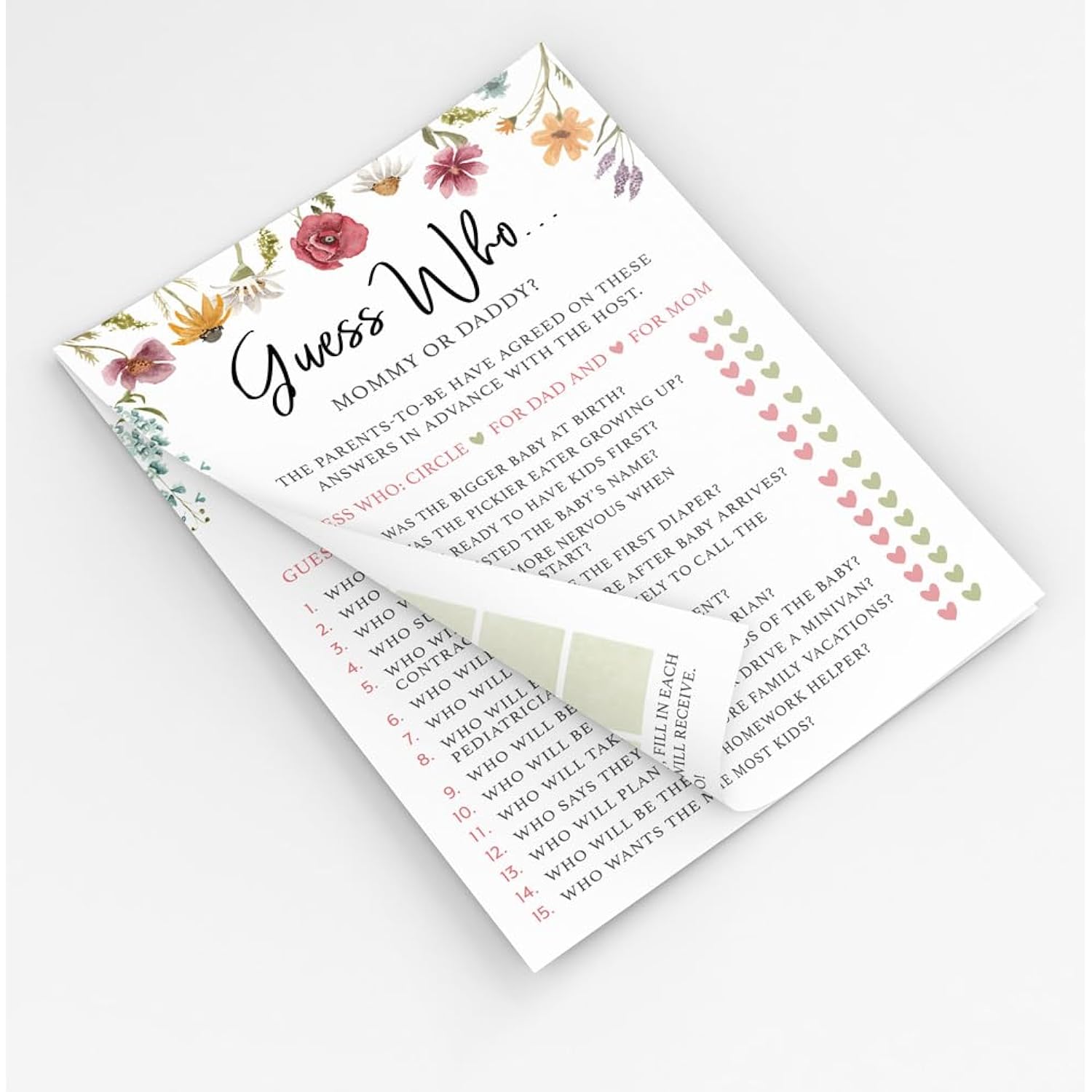 Baby Shower Games For Girl – 4 Games And Activities For 30 Guests, Includes Bingo, Price Is Right, Mommy Or Daddy Trivia, And Storybook Title Guessing, Wildflower Baby In Bloom Design