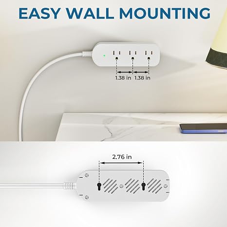 Outdoor Weatherproof Power Strip 3 Outlets 5 Ft Extension Cord White