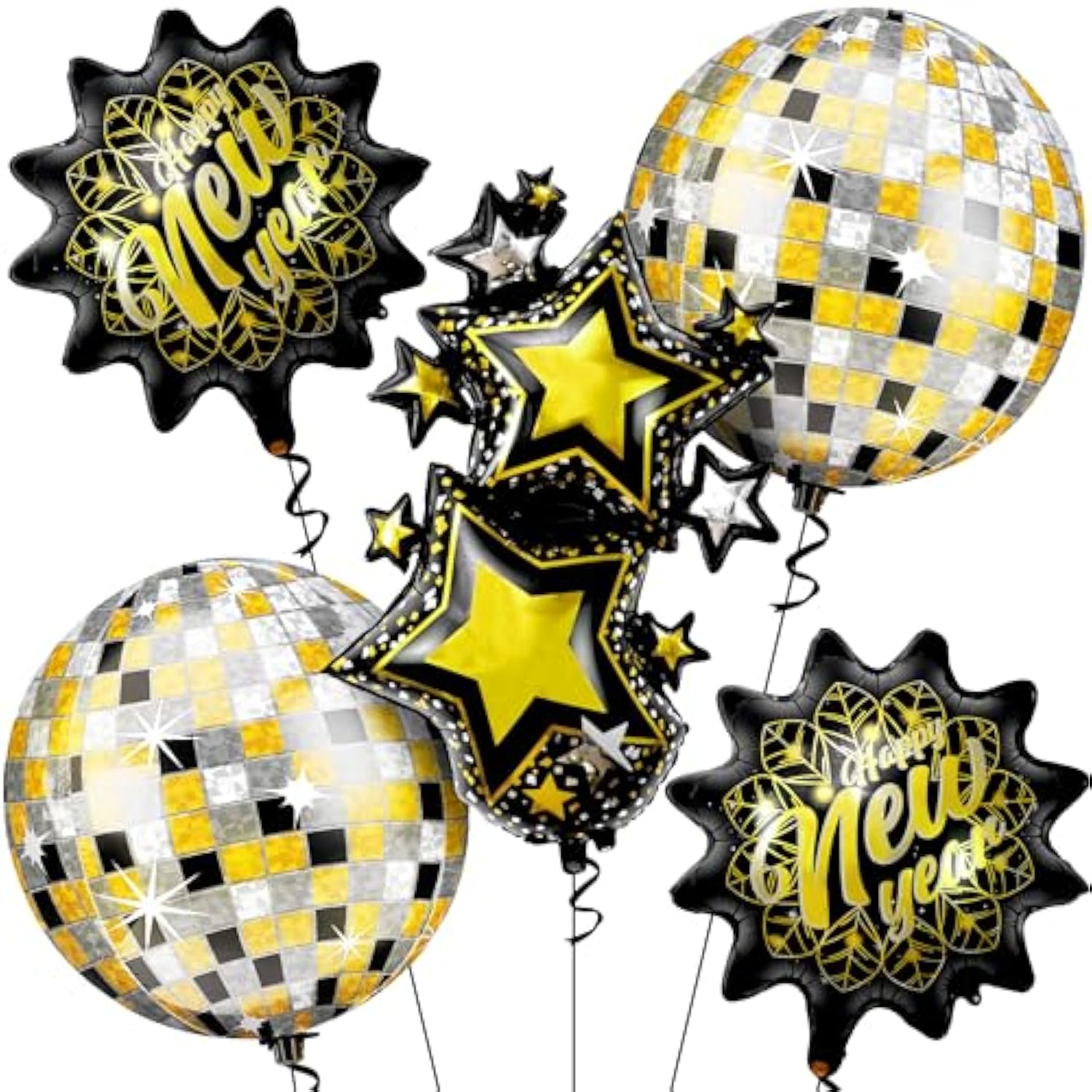 5 Giant Happy New Year 2026 Balloons Party Decorations Kit