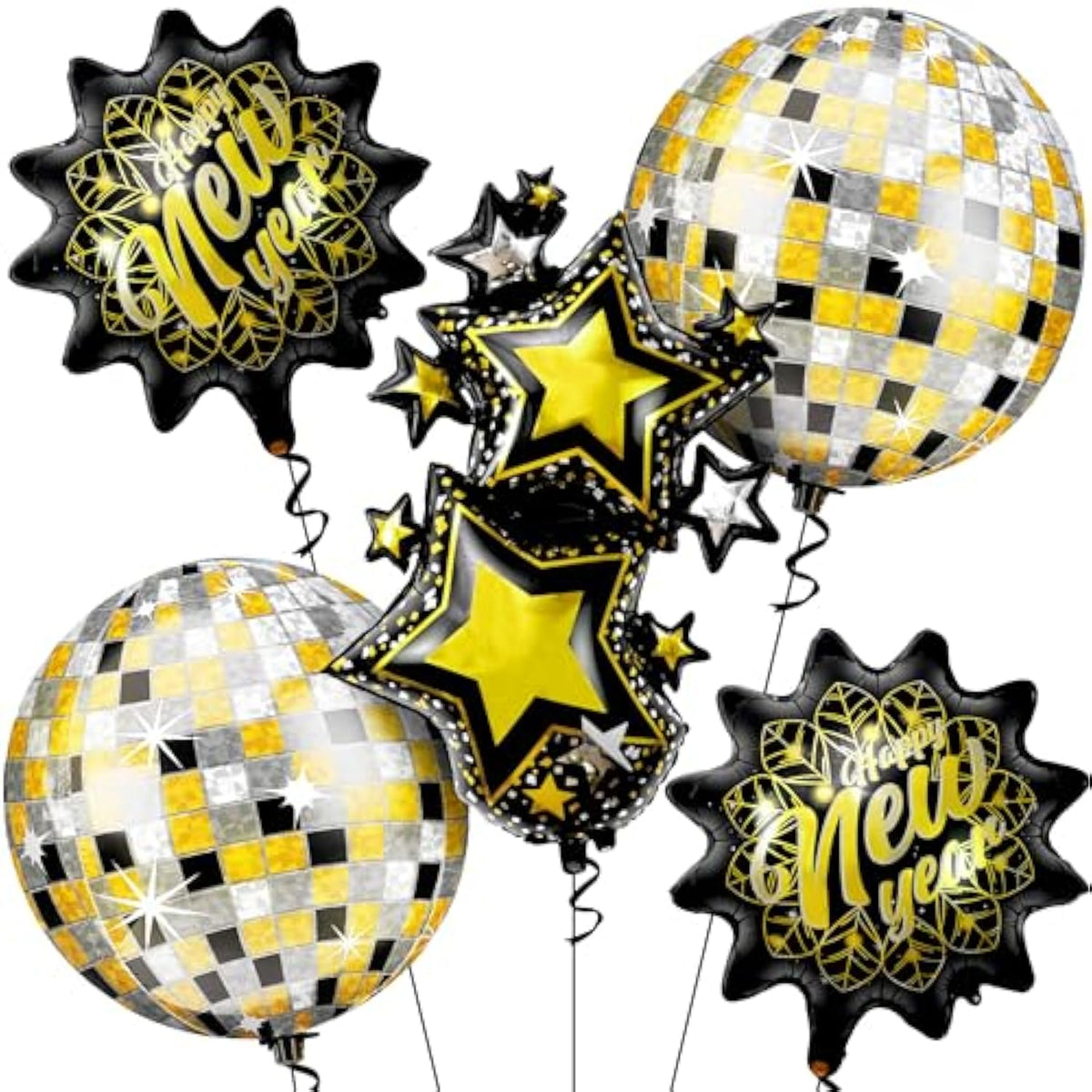 5 Giant Happy New Year 2026 Balloons Party Decorations Kit