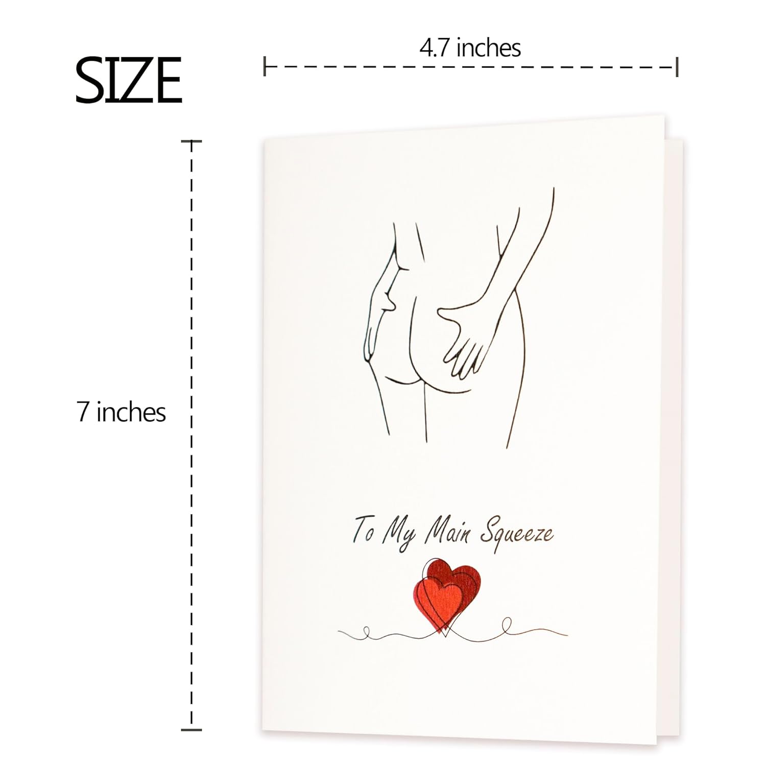 Valentines Day Cards For Him Her, Funny Anniversary Valentines Gifts For Girlfriend Boyfriend Husband Or Wife, “To My Main Squeeze” Romantic Naughty Love Card, Minimalist Line Art For Valentine’S Day