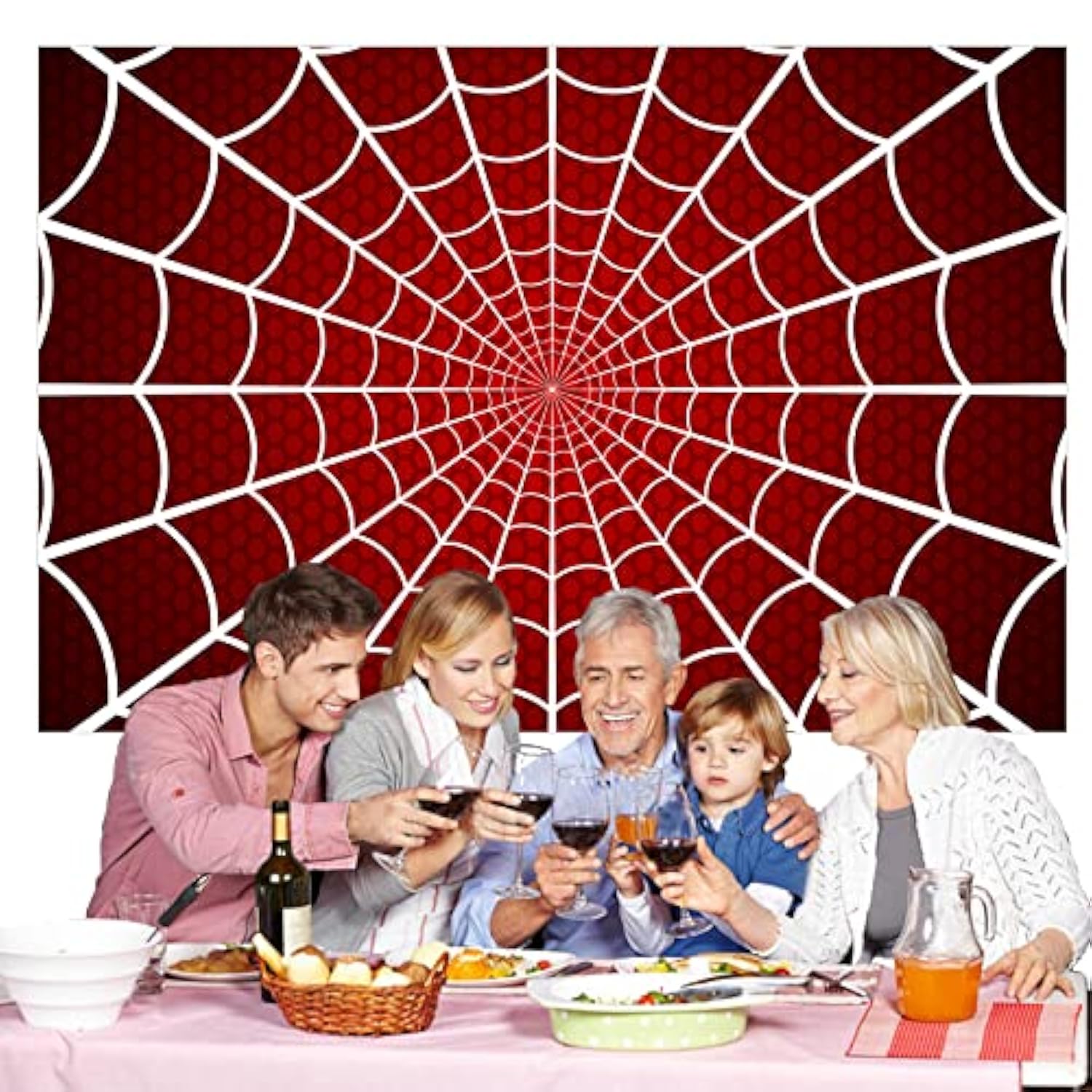 Spider Web Happy Birthday Banner Backdrop Superhero Party Decor Photo Props