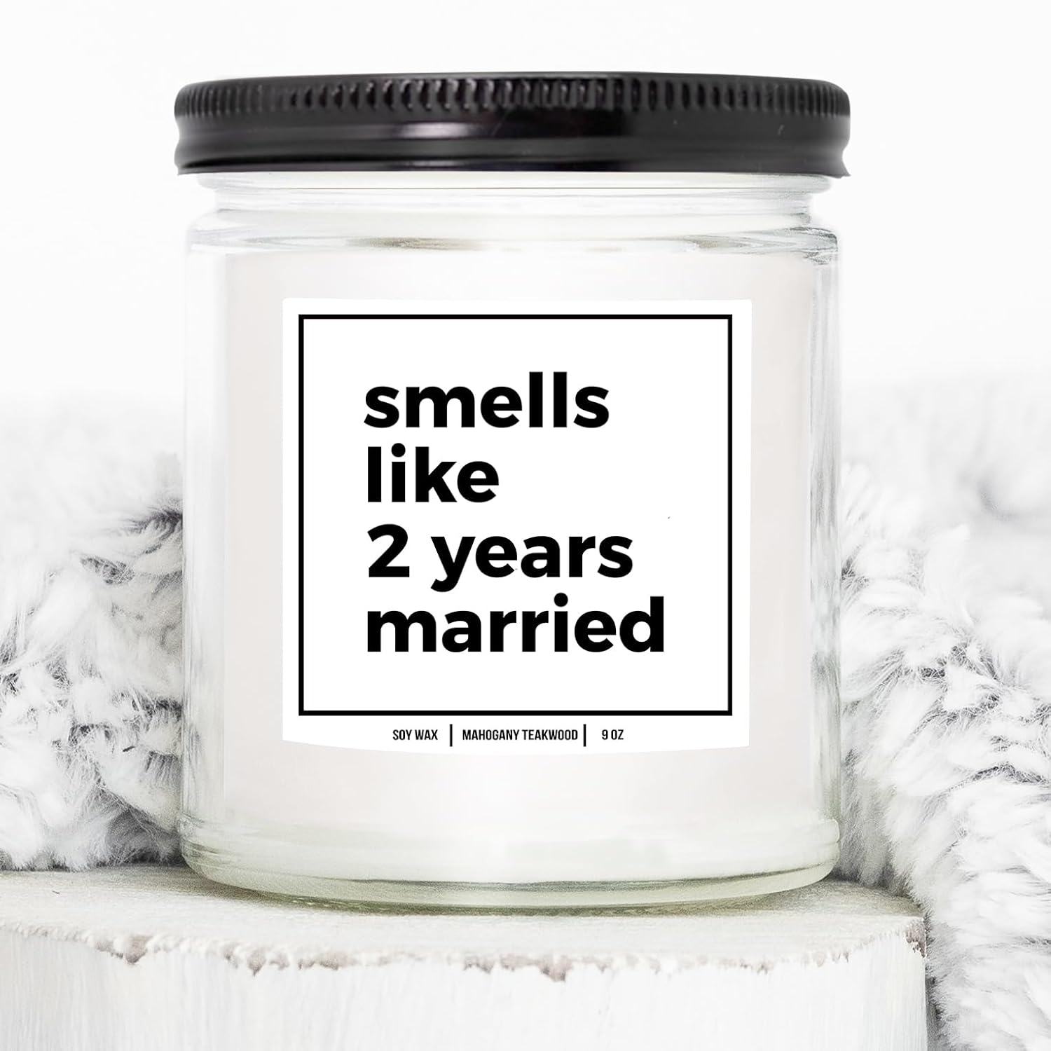 You Nique Designs 2 Year Anniversary Candle - 2Nd Wedding Gift For Her, Him - 2Nd Wedding Candle For Wife, Husband - Two Year Anniversary Ideas (Mahogany Teakwood)