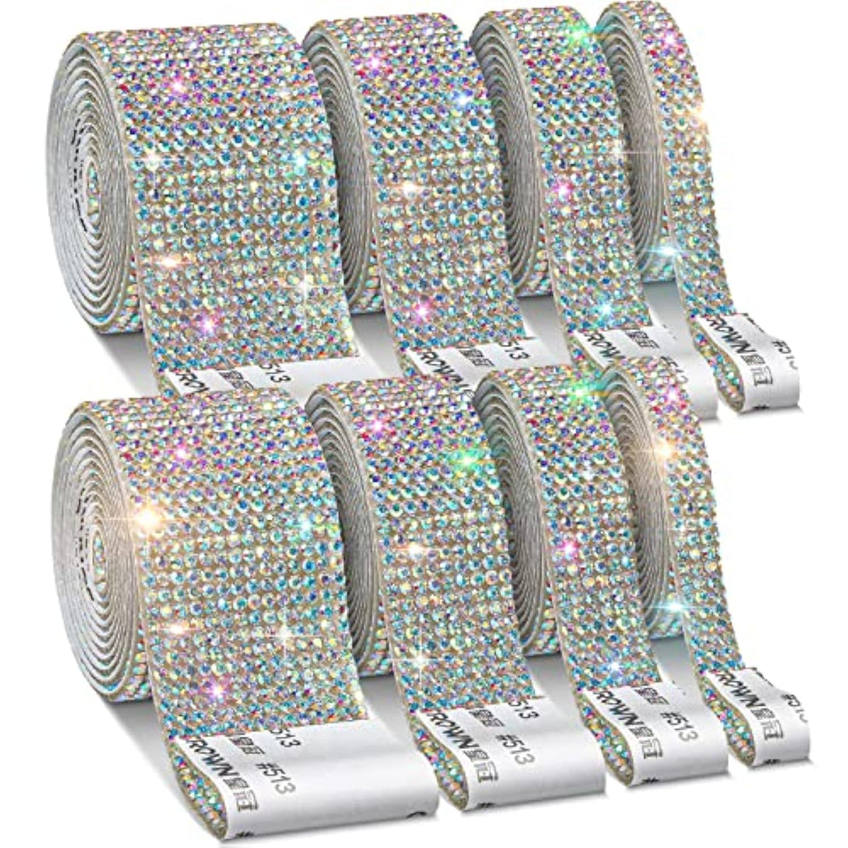 8 Rolls Rhinestone Ribbons, 8 Yard Silver Self Adhesive Rhinestone Ribbon, Bling Crystal Diamond Ribbon Roll Wrap Glittering Rhinestones Sticker For Decoration Car Diy Arts Crafts Wedding