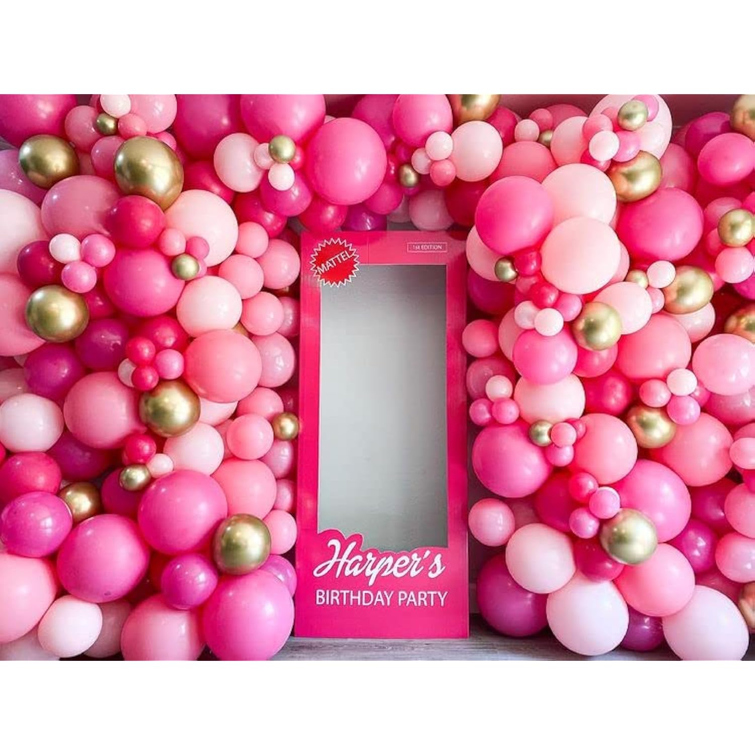 Pink Balloon Garland Arch Kit-122Pcs Hot Pink And Gold Balloons Different Sizes For Princess Themed Birthday Girl'S Baby Shower Bridal Shower Wedding Valentine Party Decorations